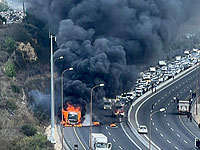 На шоссе номер 1 горит грузовик, в районе пожара сильные дорожные заторы