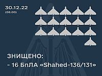 "16 из 16": генштаб ВСУ заявляет, что ночью были сбиты все "шахеды", запущенные российскими военными