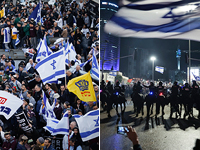 Фотохроника "парализующего протеста" в Израиле: 27 марта – противники и сторонники реформы