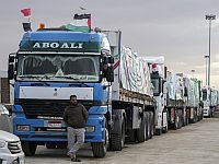 На КПП "Рафах" (Рафиах) прибыли грузовики с гуманитарной помощью
