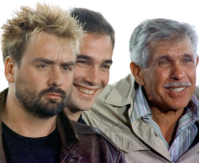 С Жаком Майолем и актером Жан-Марком Барром, 1988 год