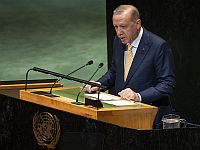 Президент Турции Реджеп Тайип Эрдоган на трибуне ГА ООН 22 сентября 2025 года