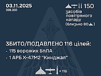 Генштаб ВСУ: ночью перехвачены 1 "Кинжал", 115 из 138 БПЛА. Минобороны РФ: сбиты 64 беспилотника
