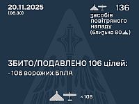Генштаб ВСУ: ночью перехвачены 106 из 136 БПЛА. Минобороны РФ: сбиты 65 беспилотников
