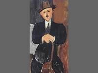 Картина Амедео Модильяни "Сидящий мужчина с тростью", 1918 год