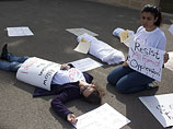 Арабские студентки провели акцию против убийств и насилия в семье. Иерусалим, 7 марта 2012 года