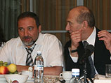 Авигдор Либерман и Эхуд Ольмерт. Иерусалим, 2007-й год