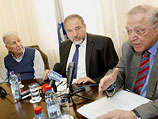 Амнон Рубинштейн, Авигдор Либерман и Уриэль Райхман. Иерусалим, 10 февраля 2013 года