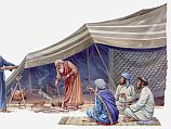 Иллюстрация к библейскому сюжету "Авраам принимает ангелов у колодцев Беер-Шевы"