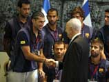 Игроки и тренеры "Барселоны" встретились с Шимоном Пересом и Биньямином Нетаниягу