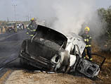 Гуш-Эцион. Автомобиль, сгоревший в результате попадания бутылки с зажигательной смесью. 8 ноября 2013 года