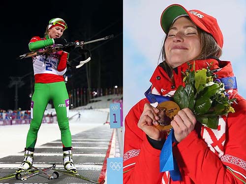 Дарья Домрачева (Беларусь) &#8211; биатлон, три золотые медали