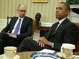Премьер-министр Украины Арсений Яценюк и президент США Барак Обама
