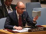 Премьер-министр Украины Арсений Яценюк в ООН. Нью-Йорк, 13 марта 2014 года