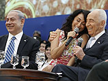 Биньямин Нетаниягу, певица Рита и Шимон Перес на праздновании Дня независимости 6 мая 2014 года