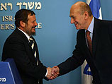 Ури Луполянски и Эхуд Ольмерт на пресс-коференции в Иерусалиме 14 апреля 2010 года