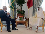 председатель Палестинской национальной администрации Махмуд Аббас и эмир Катара Тамим бин Хамад бин Халифа Аль Тани. Доха, 21 августа 2014 года 