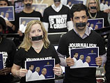 "Журнализм &#8211; не преступление": акция "Аль-Джазиры" в Нью-Йорке. ФОТО