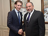Авигдор Либерман и  министр иностранных дел Австрии  Себастьян Курц в Нью-Йорке. 28 сентября 2014 года