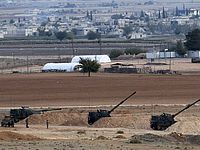 Турецкая артиллерия на сирийской границе в районе Кобани