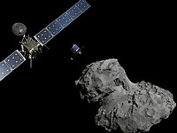Посадка модуля Philae на комете Чурюмова-Герасименко. Иллюстрация Европейского космического агентства, 12 ноября 2014 г. 