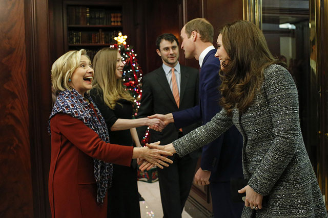 Принц Уильям и Кэтрин на встрече с  Хиллари Клинтон. Нью-Йорк, 8 декабря 2014 года