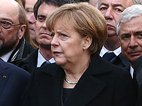 Ангела Меркель на "Республиканском марше". Париж, 11 января 2015 года