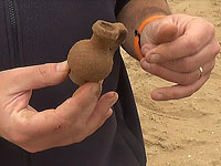 На пляже Пальмахим археологи спасают от шторма древнюю амфору  