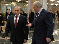 Владимир Путин и Александр Лукашенко на переговорах в Минске