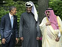 Барак Обама, эмир Катара Тамам бин Хамад и саудовский кронпринц Мухаммад бин Наиф