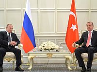 Президент России Путин и президент Турции Эрдоган. Баку, 13.06.2015