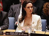 Анджелина Джоли на заседании Совета Безопасности ООН по вопросу о положении на Ближнем Востоке. 24 апреля 2015 года 