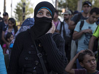 Беженцы из Сирии на границе Греции и Македонии