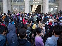 Мигранты на вокзале Келети в Будапеште