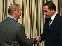 Владимир Путин и Михаил Лесин, 2002 год 