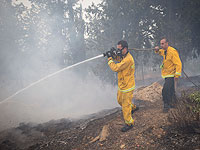 Возгорание кустарника в Верхней Галилее: работу пожарных затрудняет горный рельеф