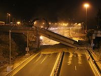 Демонтаж моста на 1-й трассе, в районе Абу Гош и Мевасерет Цион