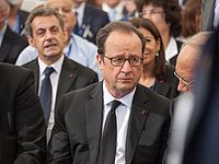 Президент Франции Франсуа Олланд и бывший президент Николя Саркози на похоронах Шимона Переса. Иерусалим, 30.09.2016