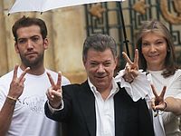 Президент Колумбии Хуан Мануэль Сантос на референдуме по соглашению с FARC