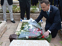 Президент Польши прибыл в Иерусалим, где возложил венок на могилу Йонатана Нетаниягу