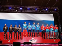 На церемонии награждения биатлонистов на ЧМ в Австрии перепутали российский гимн. 18 февраля 2017 г.