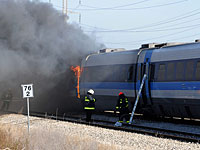 На станции в Герцлии загорелся локомотив пассажирского состава    