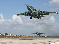 Вылет российских самолетов на боевое задание с авиабазы "Хмеймим" в Сирии