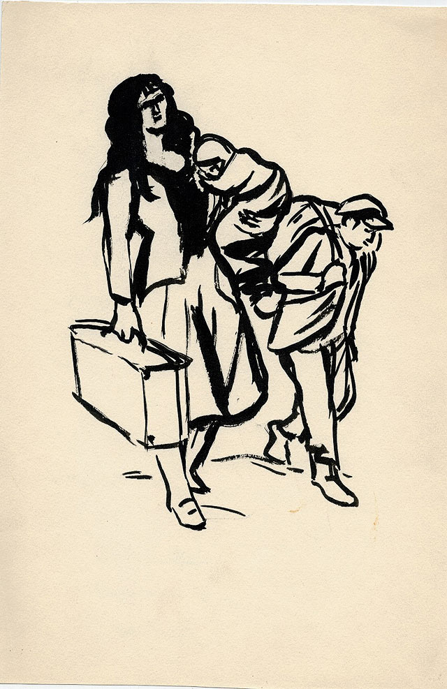 Эскиз иллюстрации к книге Ривы Рубиной "Рассказы" . 1950-е