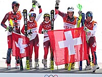 Командные соревнования горнолыжников выиграли швейцарцы. Норвежцы установили рекорд