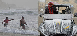 Зимняя буря в Израиле: песок, шторм и снег. Фоторепортаж