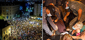 "Рекордная" акция протеста против Нетаниягу в Израиле. Фоторепортаж