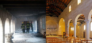 Пожар в церкви Умножения хлебов и рыб в Капернауме: подозрение на поджог