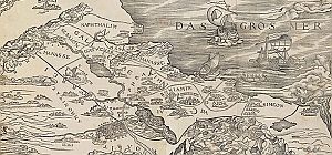 Карта библейской Святой Земли, напечатанная в 1525 году, дала представление о границах